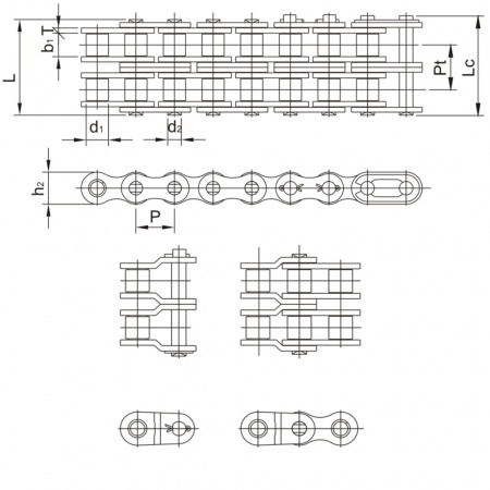 Цепь приводная роликовая двухрядная 35-2X5MTR Universal