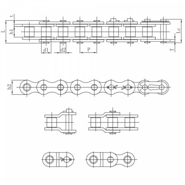 Цепь приводная роликовая однорядная 05B-1X5MTR Universal
