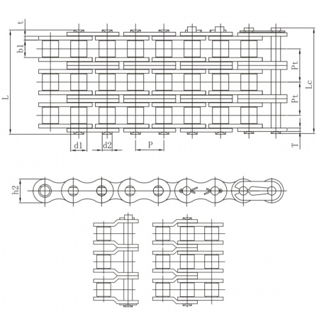 Цепь приводная роликовая трехрядная 64B-3X5MTR Universal